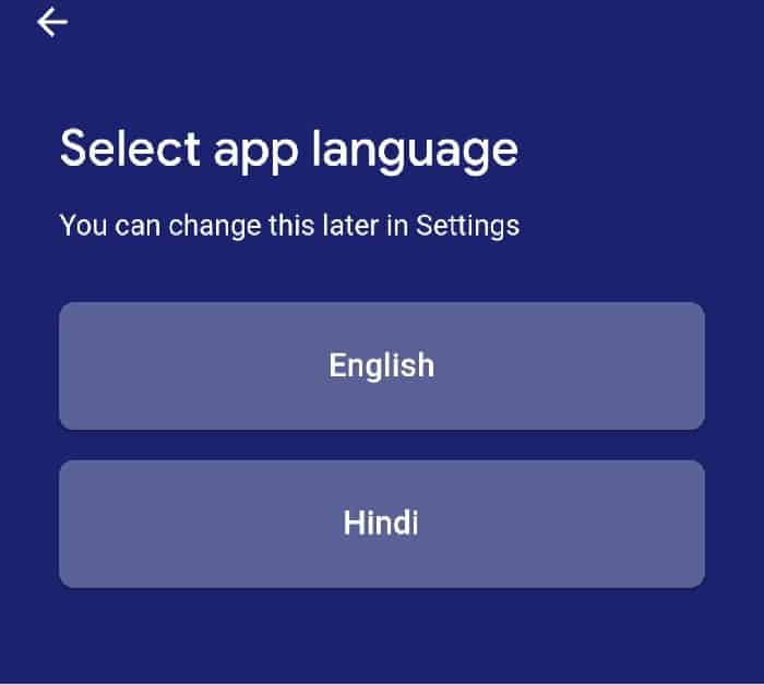 select languagge in task mate app 