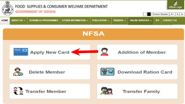 NFSA Ration Card Apply Odisha