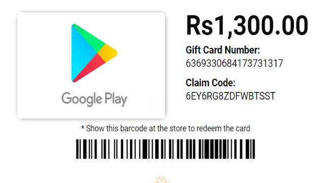 Rs 1300 Google Play Codes