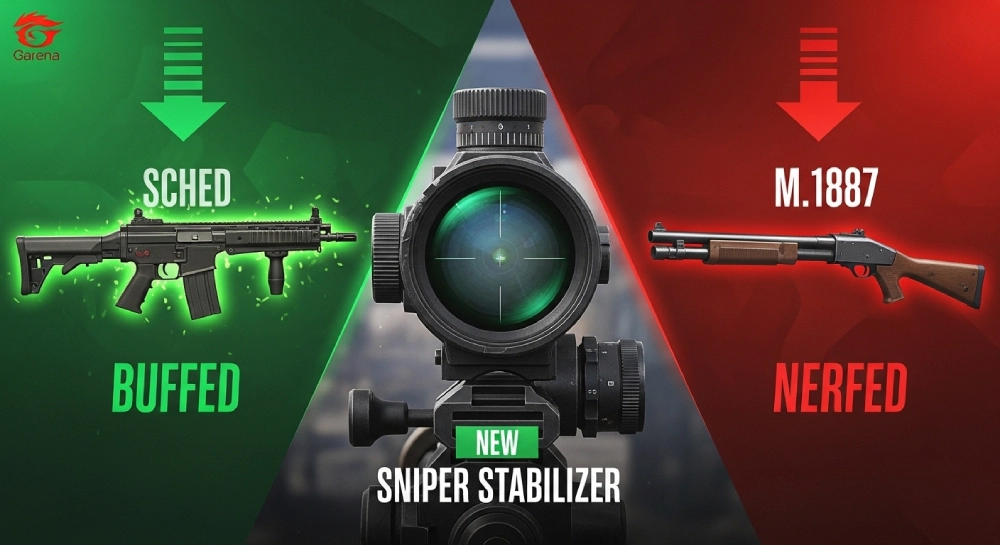 Free Fire OB54 weapon balance M1887 nerf and SCAR buff changes